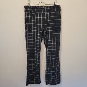 Women's 12 INC Black White Plaid Pull On Pants Slacks Career Work